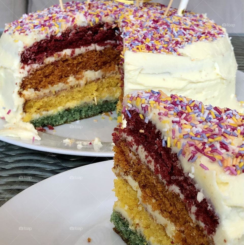 Home Baked Rainbow Cake