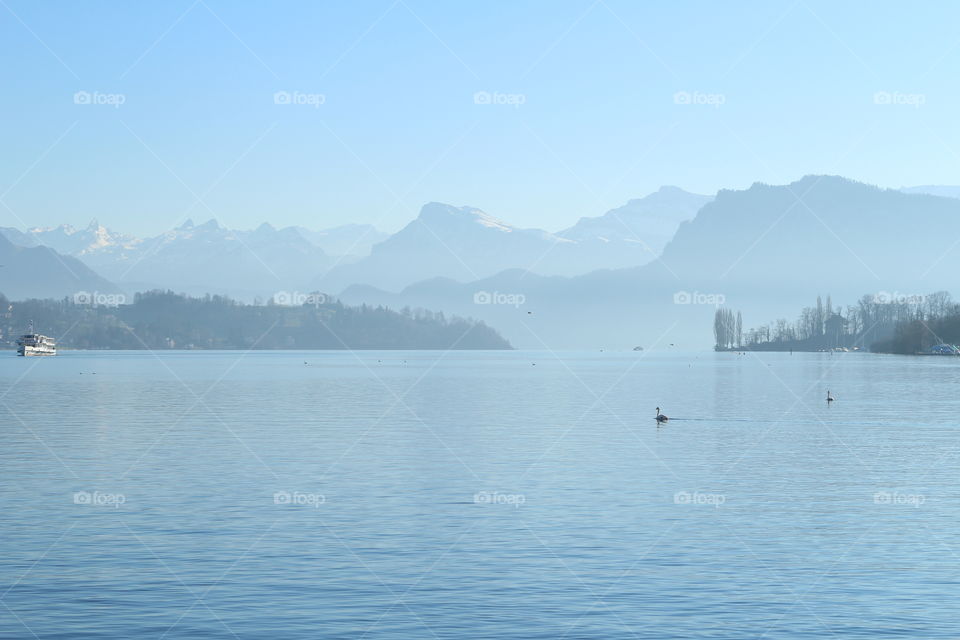 Lake with moutains in Swiss