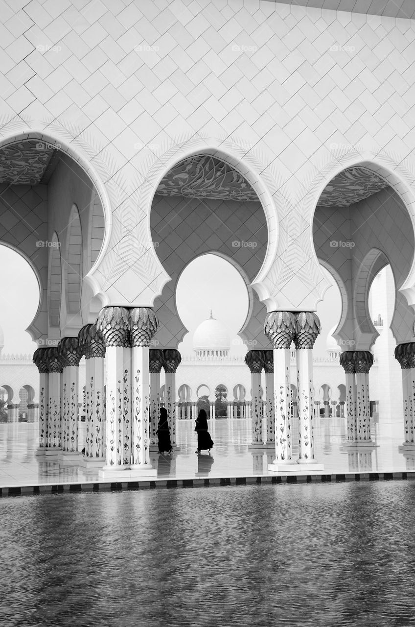 Incredible Abu Dhabi White Mosque Architecture in B&W