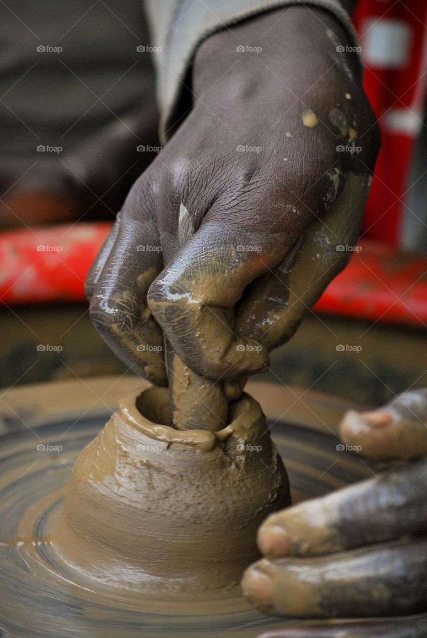 Hands during pottery 
