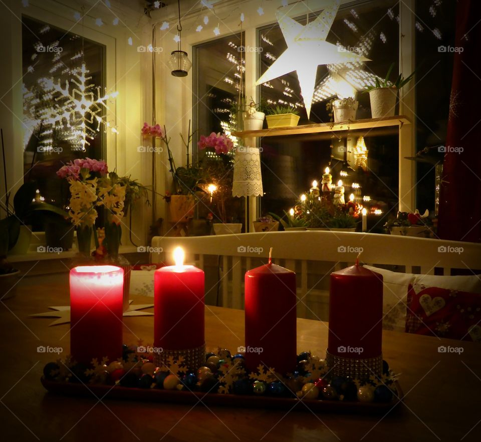 Red advent candlestick