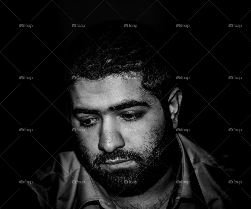 Close-up of a sad man