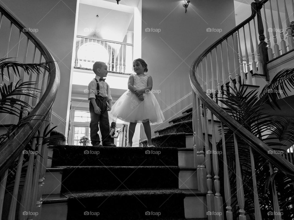 children on stairway