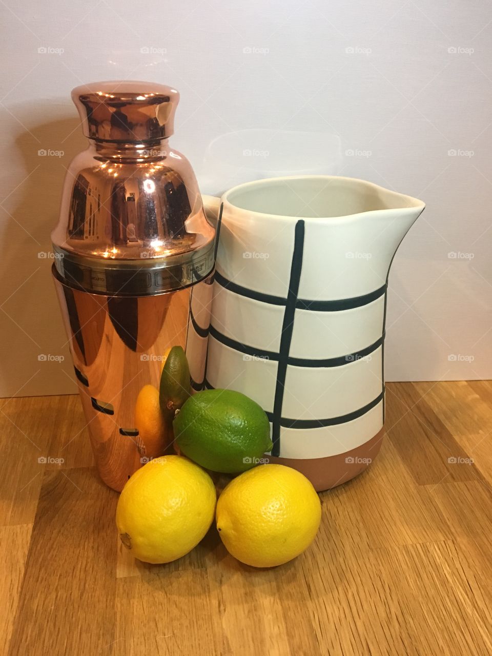 Bar lemon lime shaker pitcher stonewear