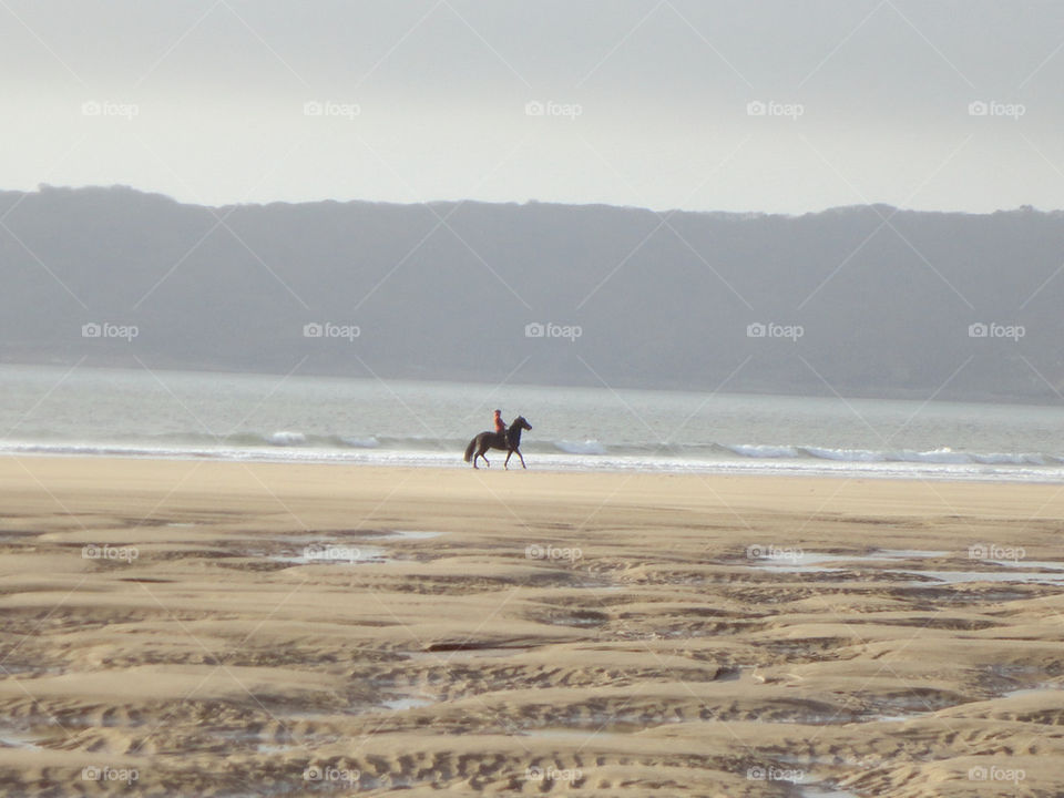 beach horse horseman wales by justout
