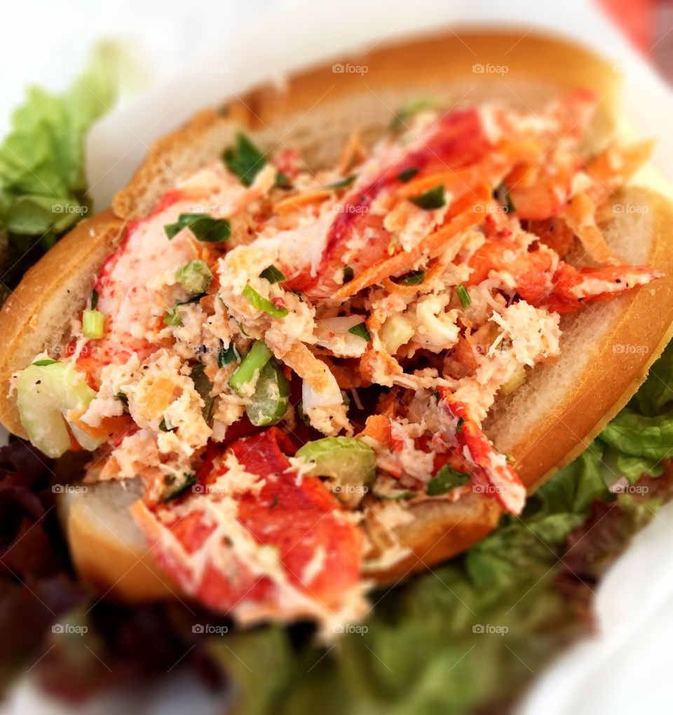 Lobster Roll. Lobster roll at a farmers market in New York's Hudson Valley
