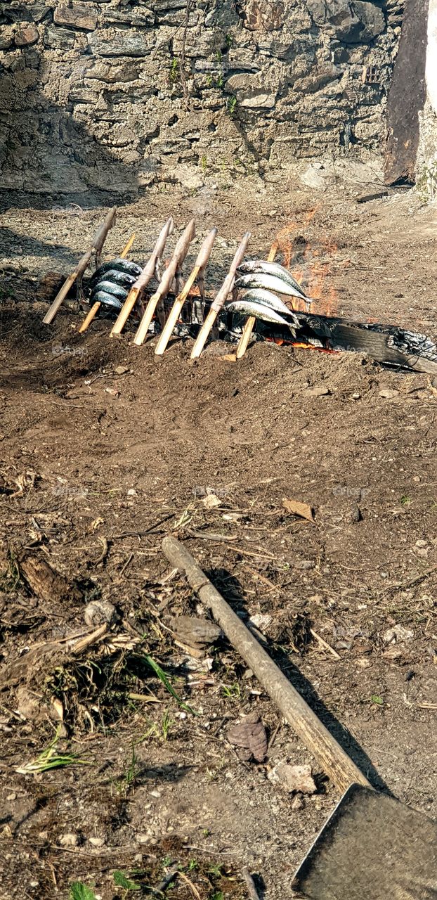 barbecue, fish, fire,