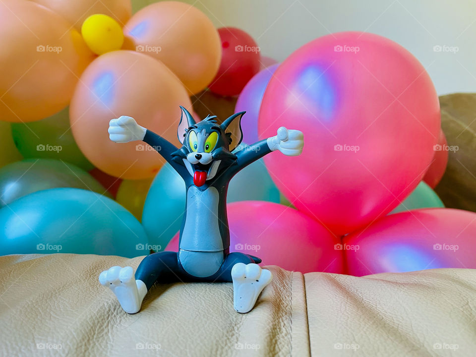 Tom and jerry cartoon character and pink balloons 