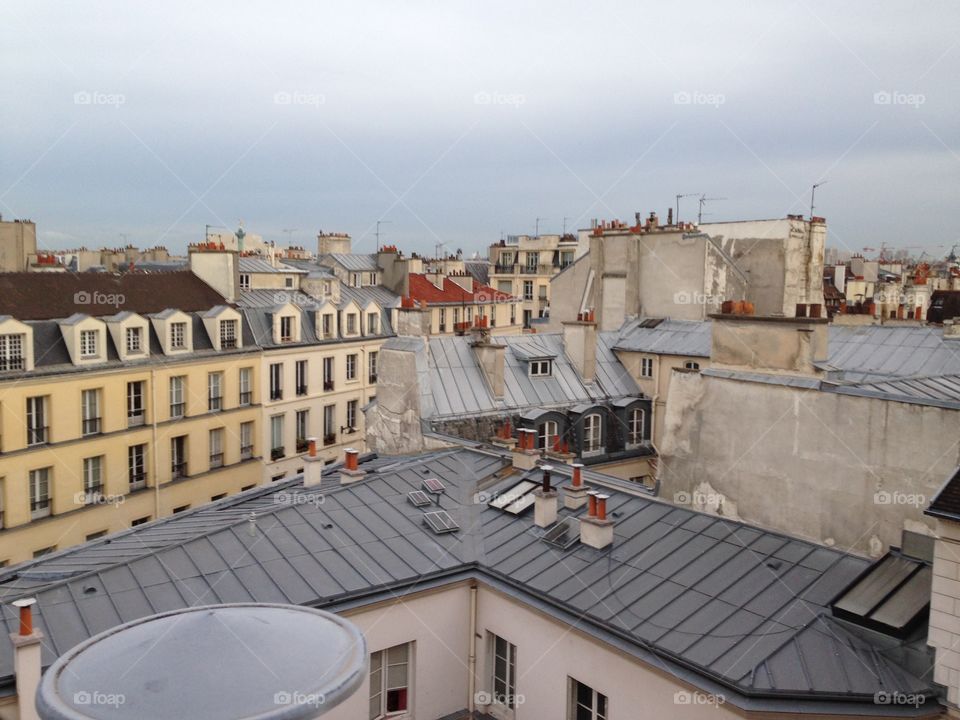 Paris rooftops from the Marais district. 