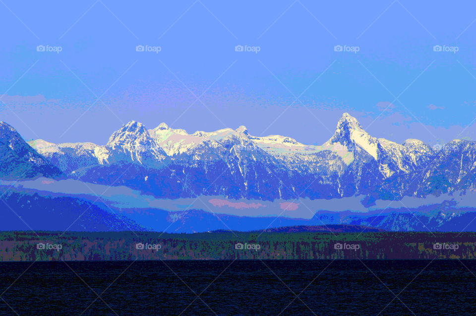 This shot is a repeat shot of a previous photo of coastal mountains with some effects applied. Im interested to hear if you prefer one over the other so please leave comments! Applied a posterize effect, with some colour & other adjustments.