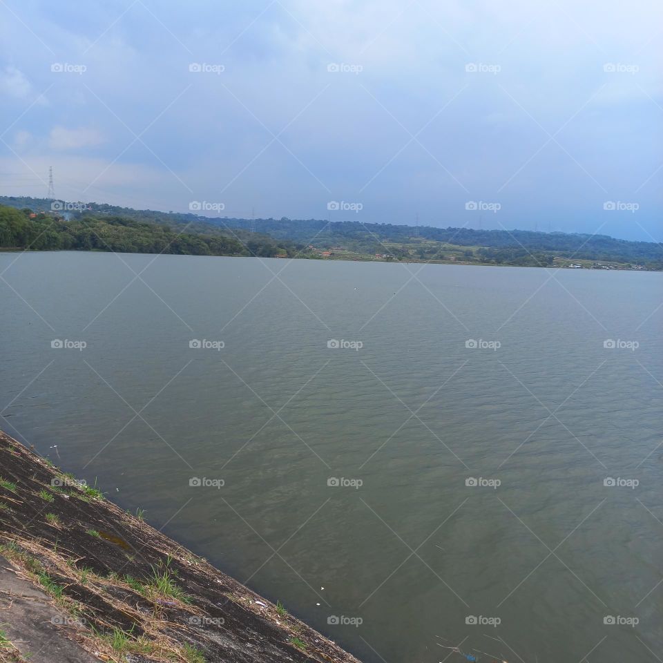 Beautiful view of the lakeside in the evening