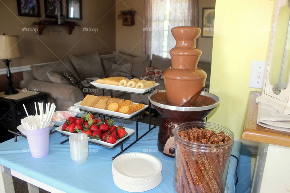 Delicious chocolate fountain