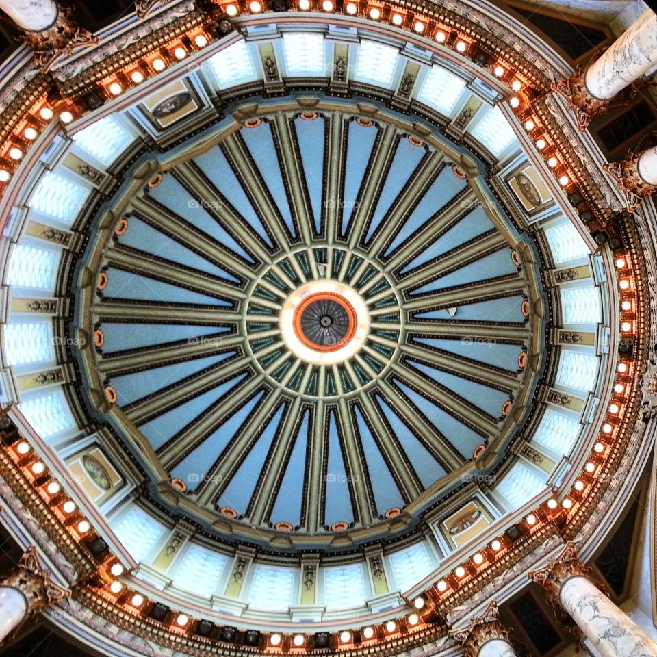 View of the ceiling of the Mississippi Capitol from the rotunda.