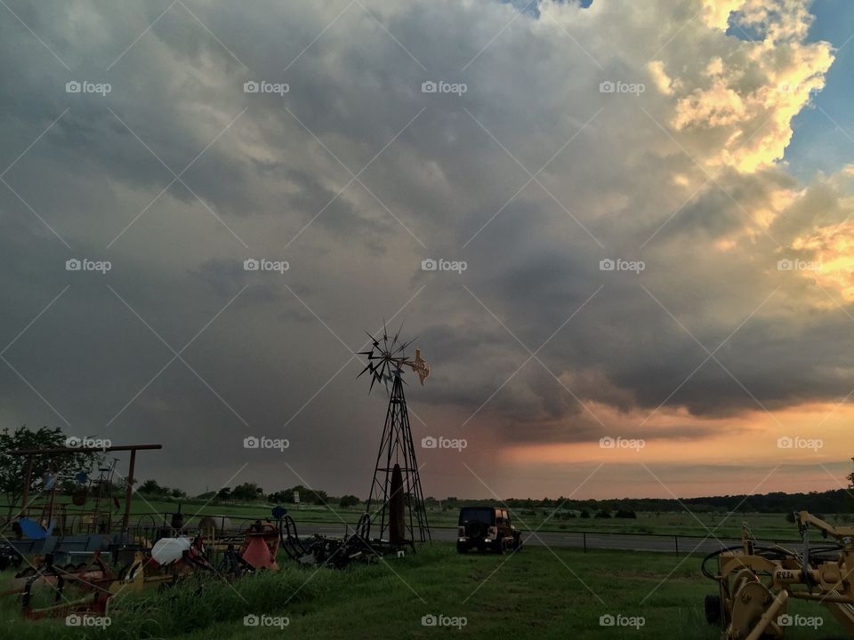 No Person, Sunset, Vehicle, Sky, Cropland