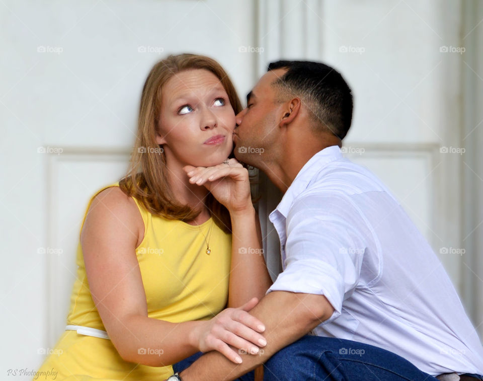 Silly couple. Having fun during their engagement shoot