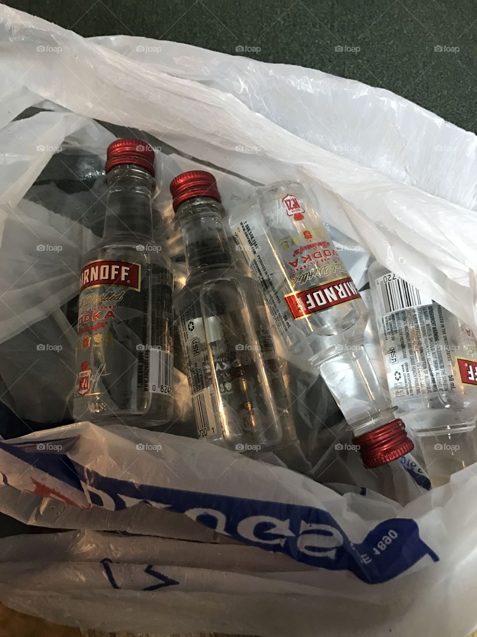 A Bag of Liquor Bottles
