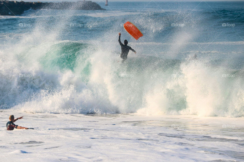 Bodyboarders at The Wedge, Newport Beach, CA