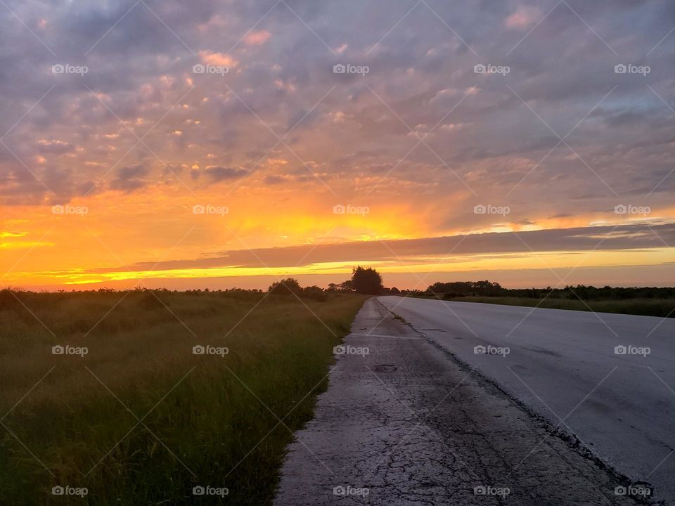 Highway sunset