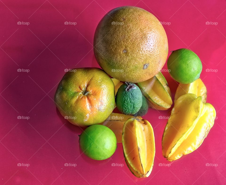 High angle view of fresh fruits