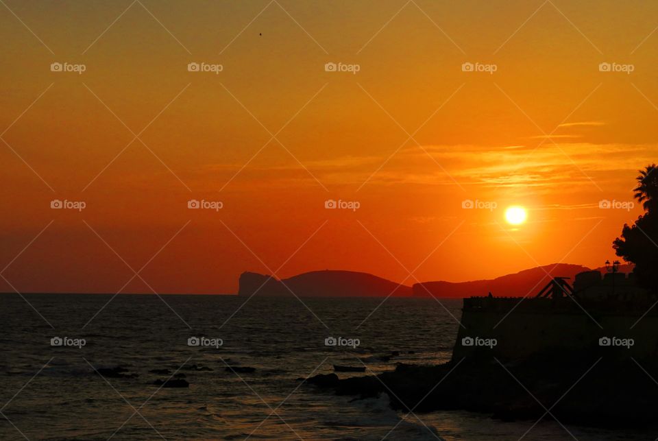 sunset view from Alghero, Sardinia- Italy