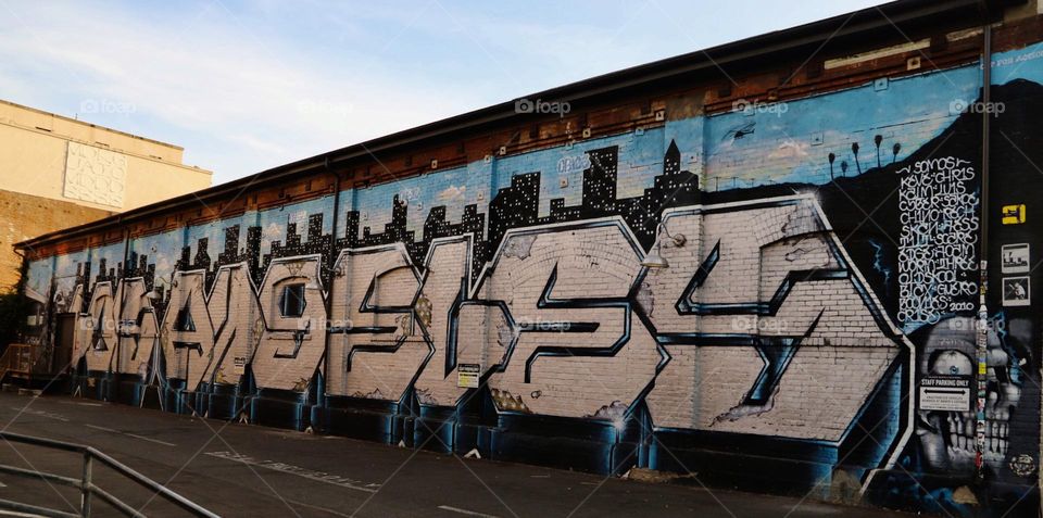 Collaborative street art mural. Multiple artists. Located in the Arts District of downtown Los Angeles. 