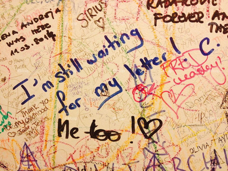 Waiting.... An excerpt from the graffiti on the walls of the bathrooms in The Elephant Cafe in Edinburgh, Scotland--where J. K. Rowling wrote the first book in the Harry Potter series. 