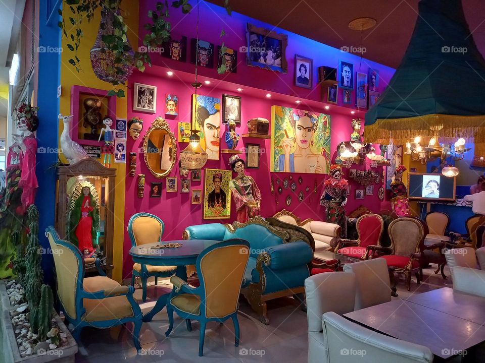 bar with typical Mexican decorations