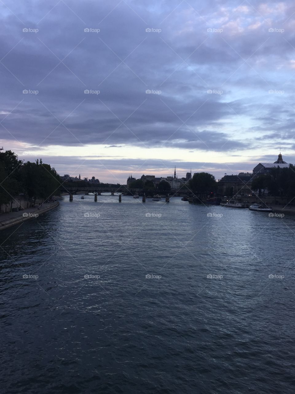 Paris at dusk, overlooking the Seine 