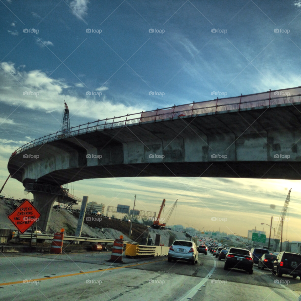car construction bridge traffic by jmsilva59