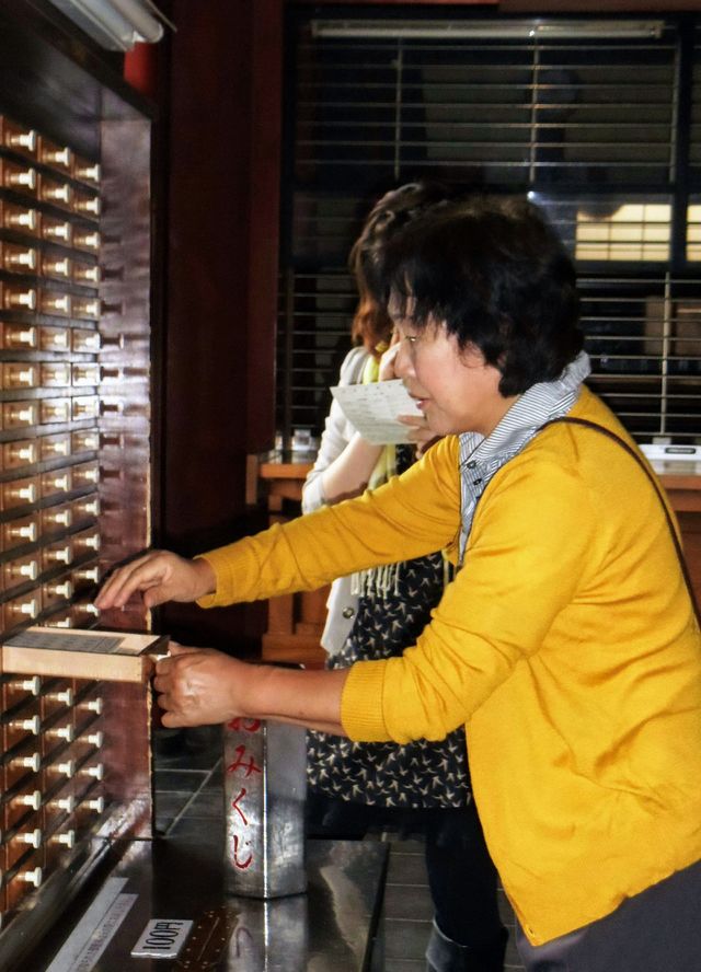 Buddhist worshipper learning fortune