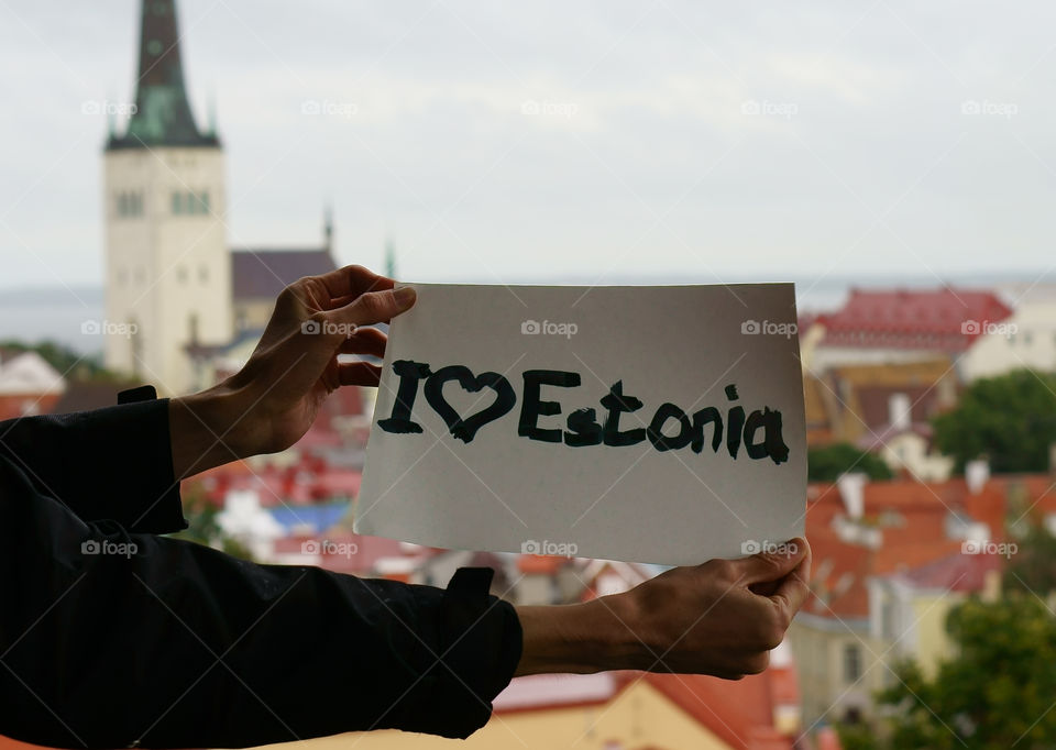I love Estonia sign in hands