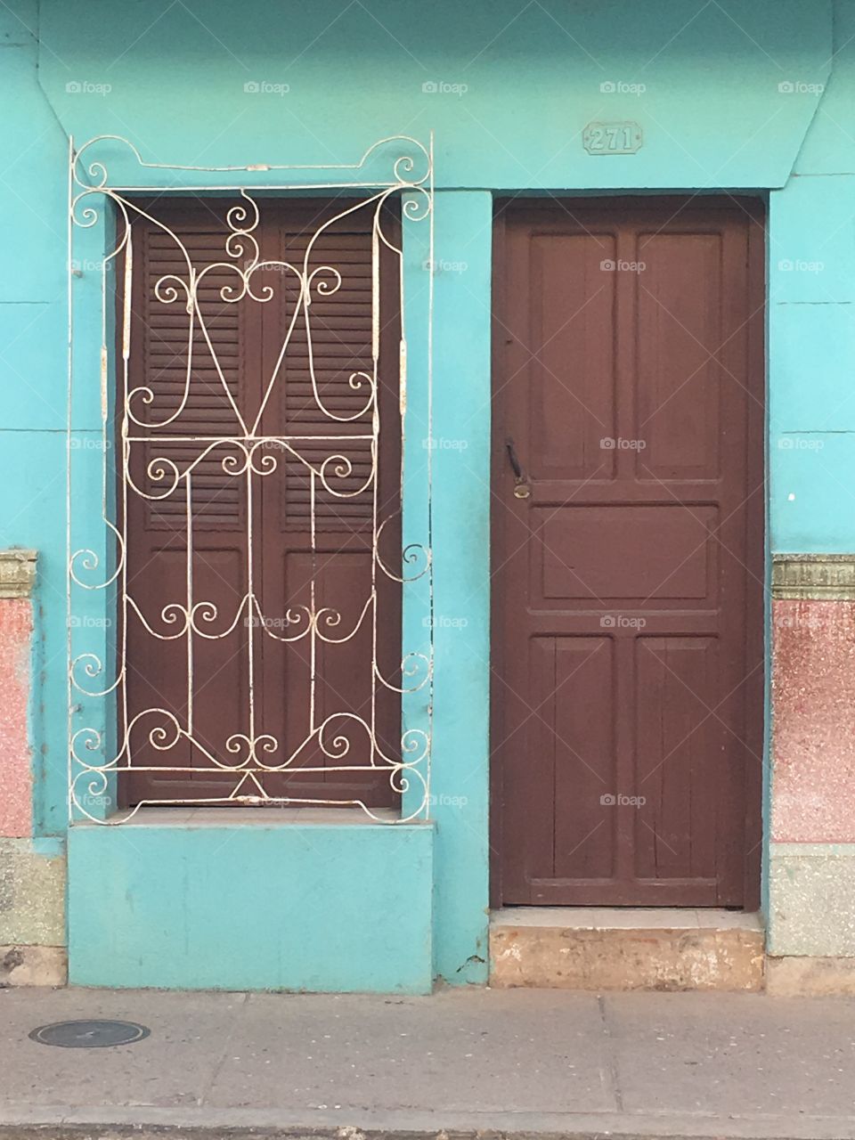 One of the many colorful doorway facades in the quiet little of Trinidad, Cuba!