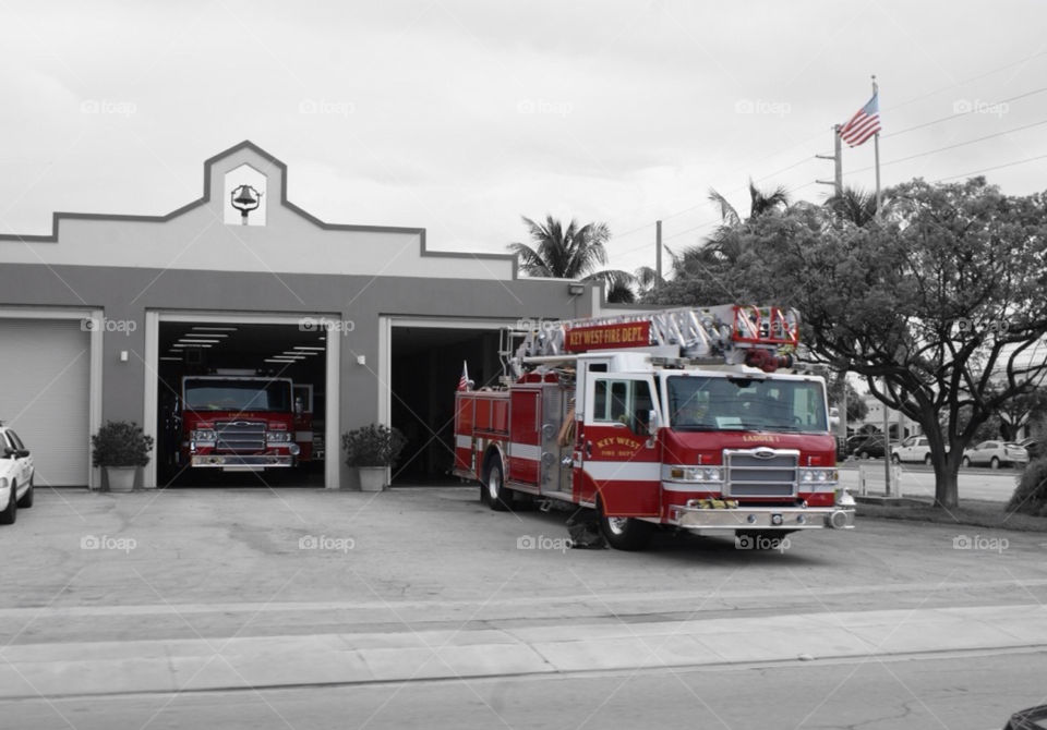 miami fire truck station car flag red hoses by angeljack