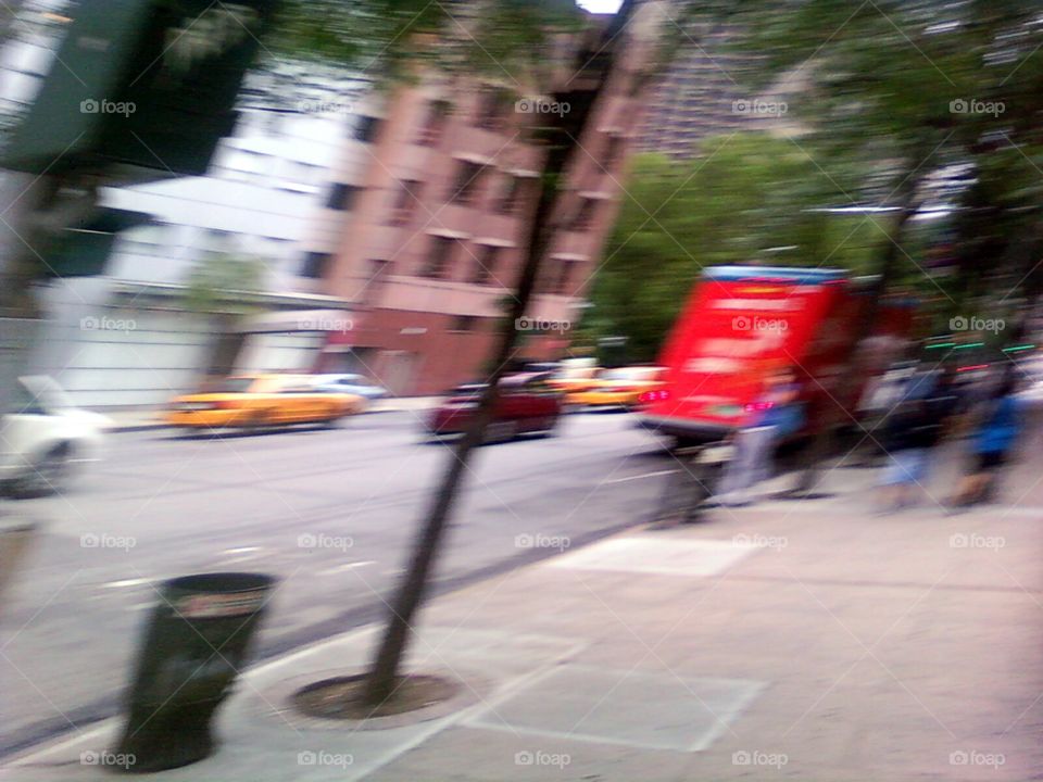 moving vehicles on streets of new York city