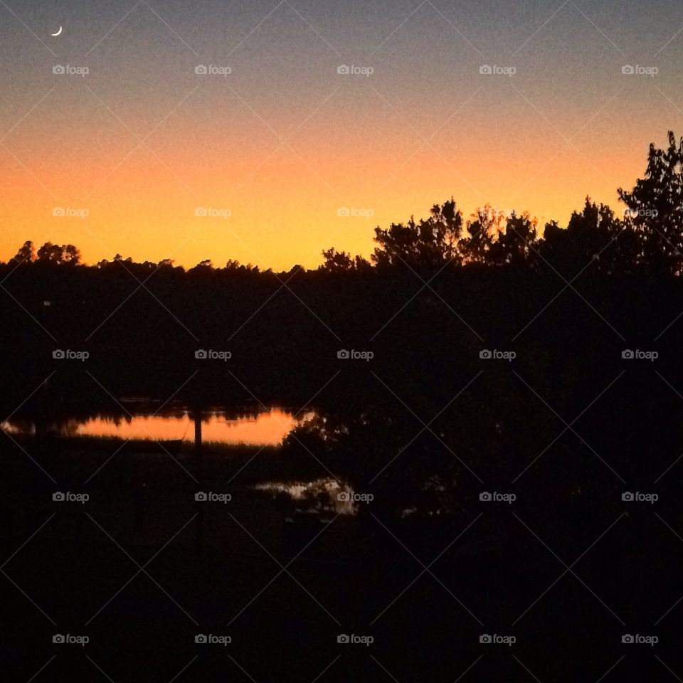 Sunset on the lake. Sunset at Camp Crystal Lake, Keystone Heights, Florida