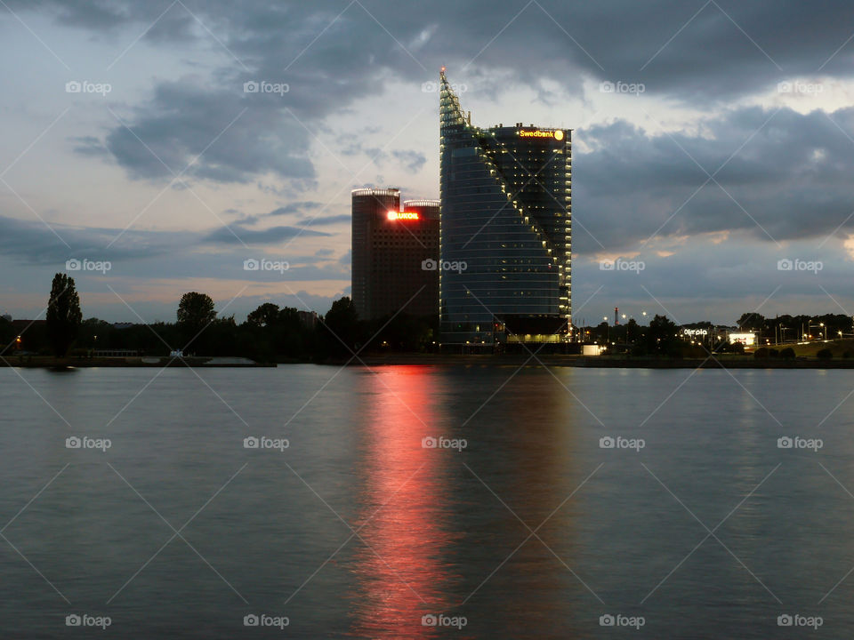 Incredible sunset in Riga, Latvia