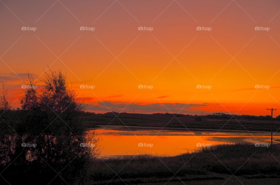 Sunset, Dawn, Lake, Water, Silhouette