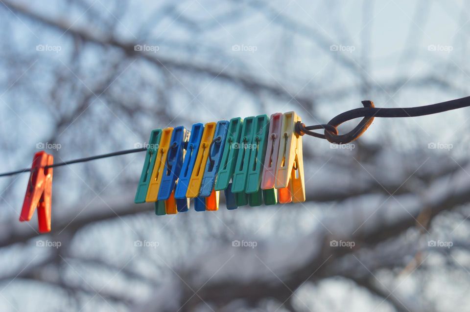 clothespins colored for clothes after washing