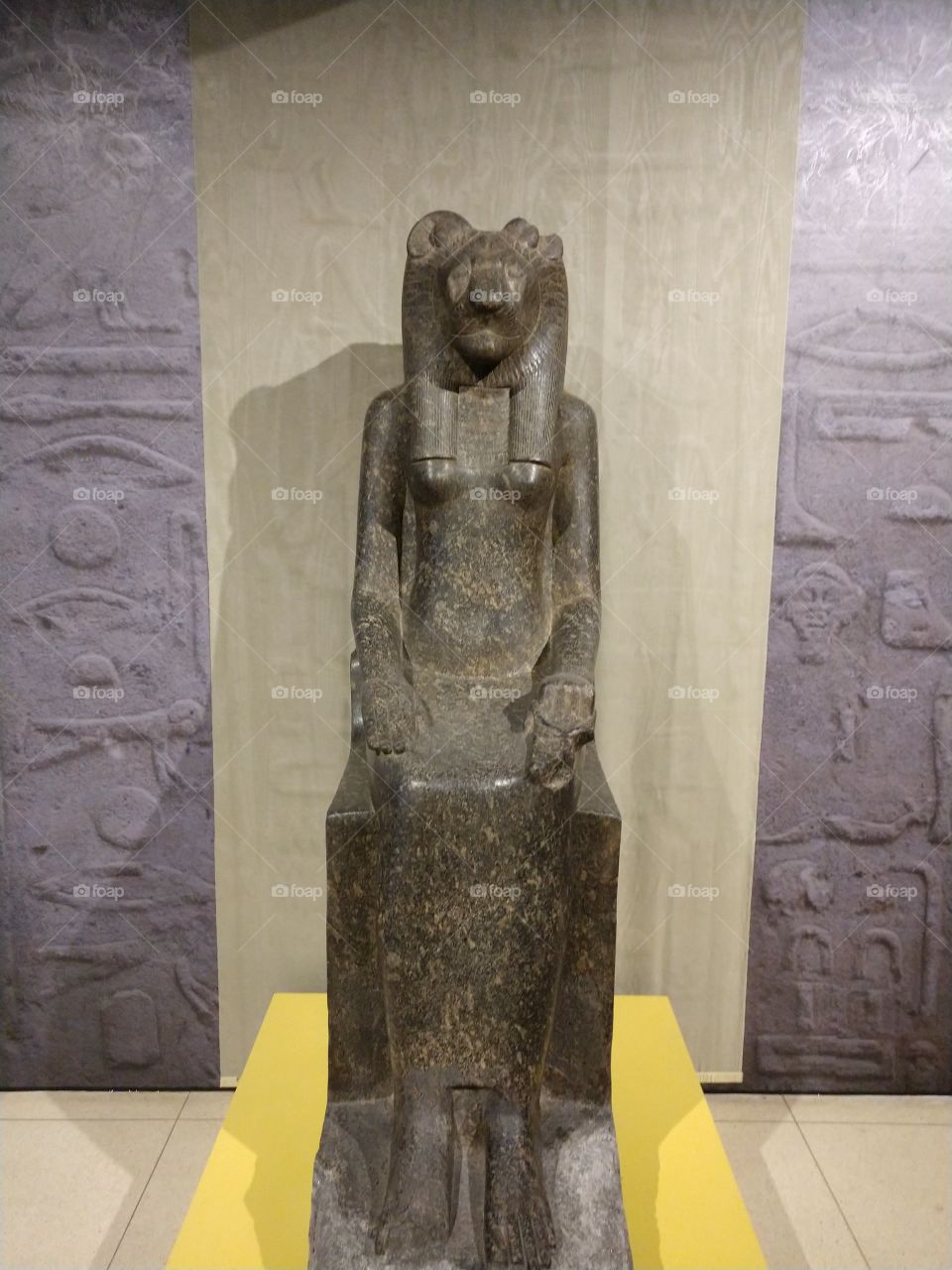 Egyptian artwork in museum exhibit