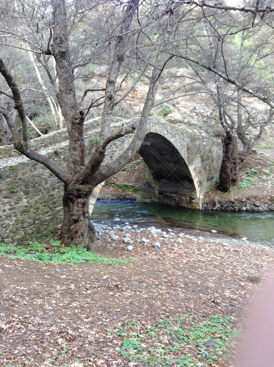 Old Venetian stone bridge. Tzelafos bridge Cyprus.
