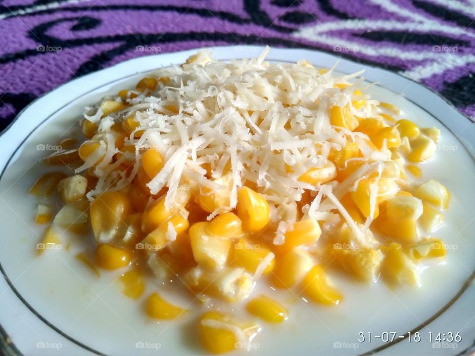 corn cheese with cremated milk