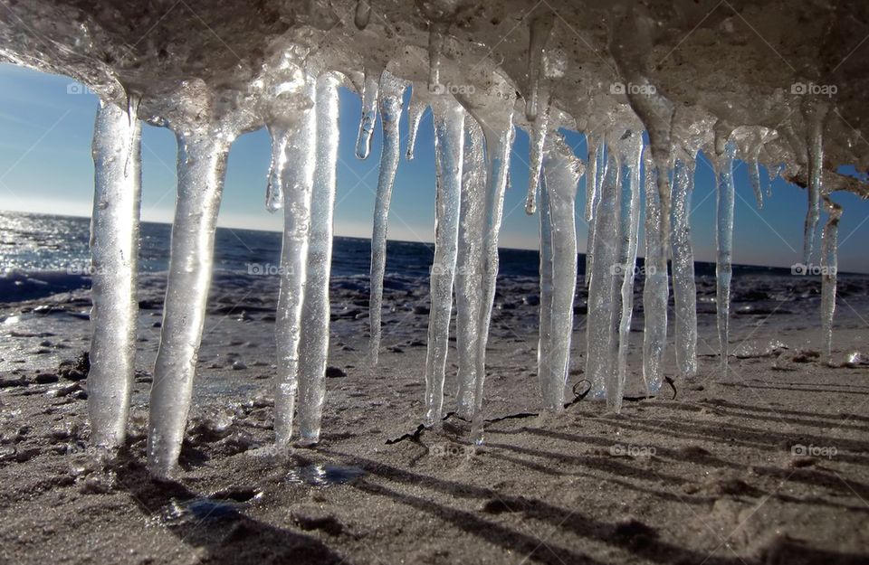 Ice by the beach.