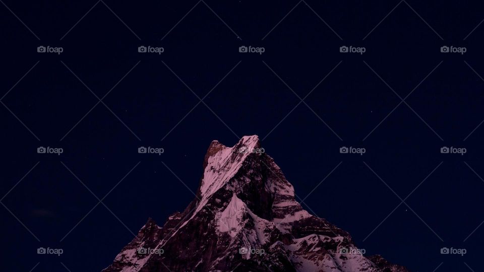 Machapuchare summit at night 