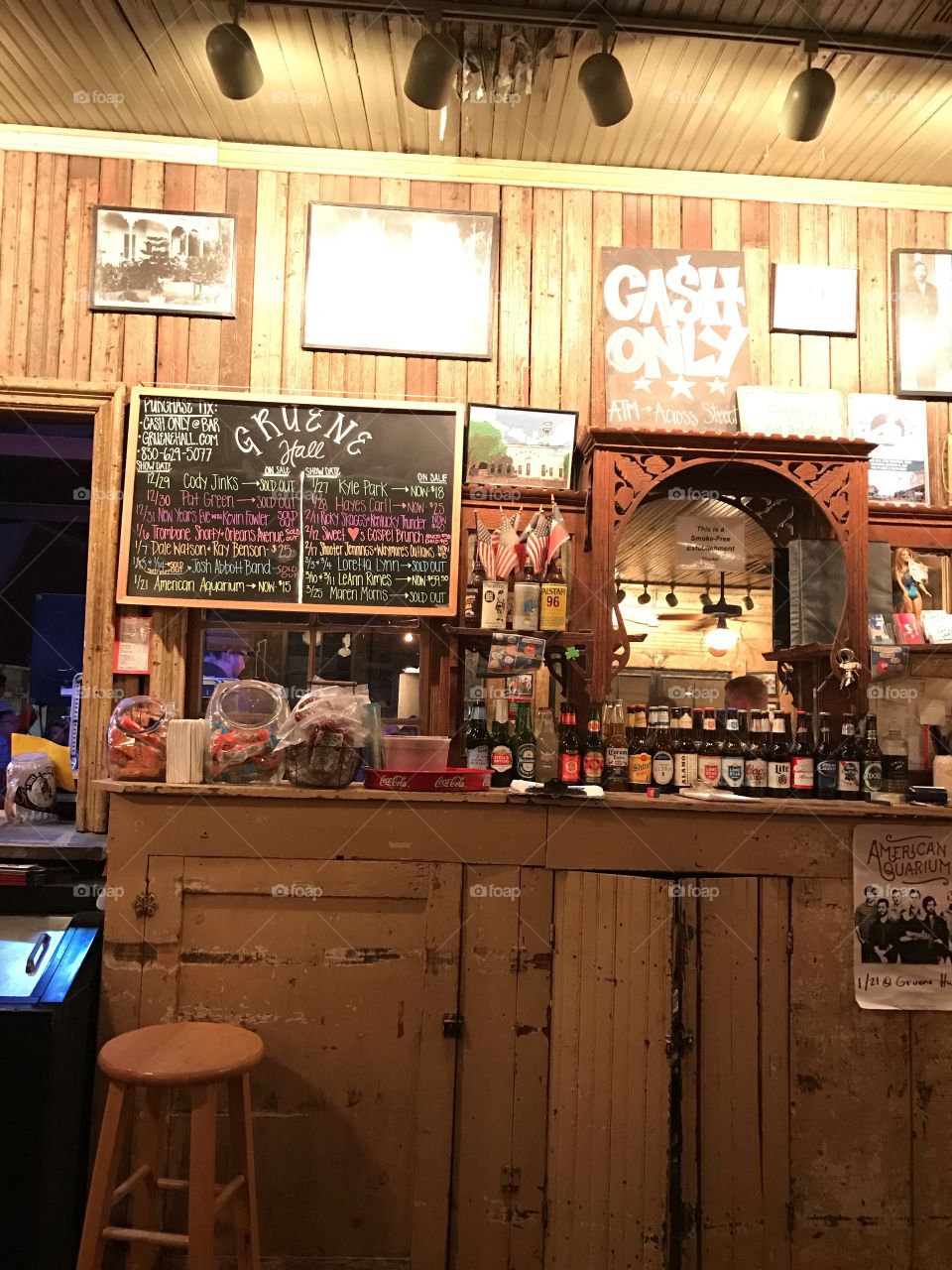 Portrait of the bar at Gruene Hall 