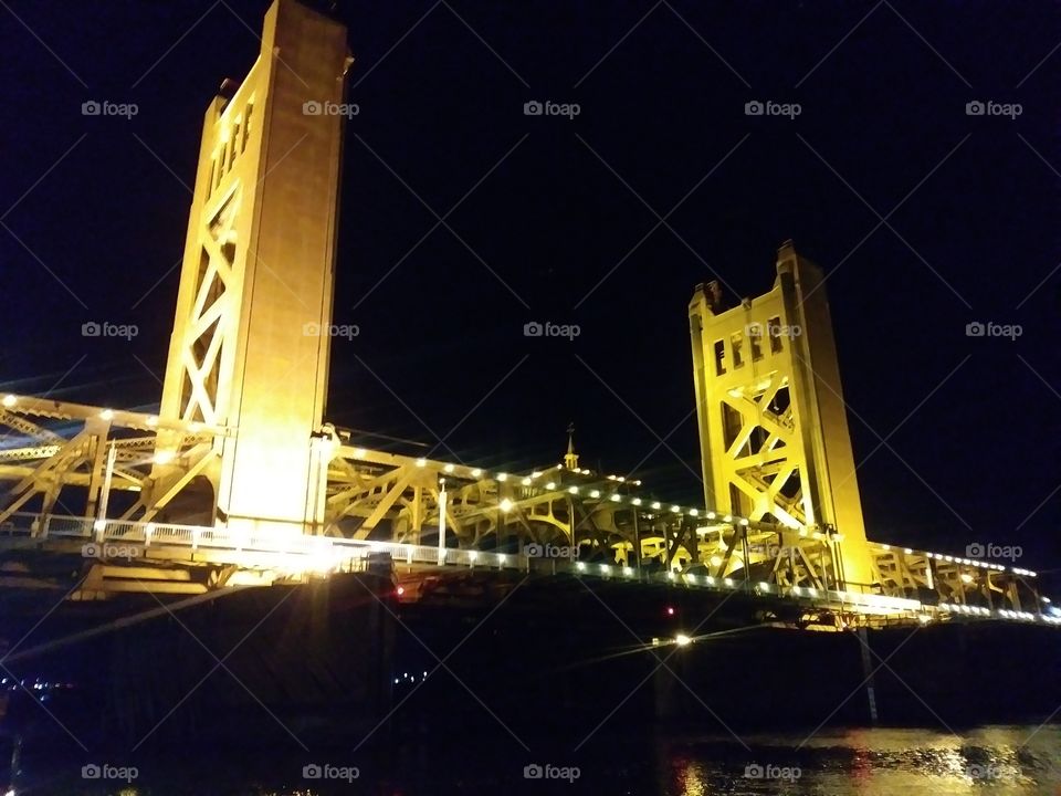 Tower Bridge towers over Old Sacramento