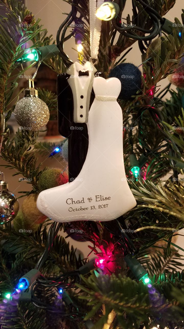 Bride and Groom Wedding Christmas Ornament