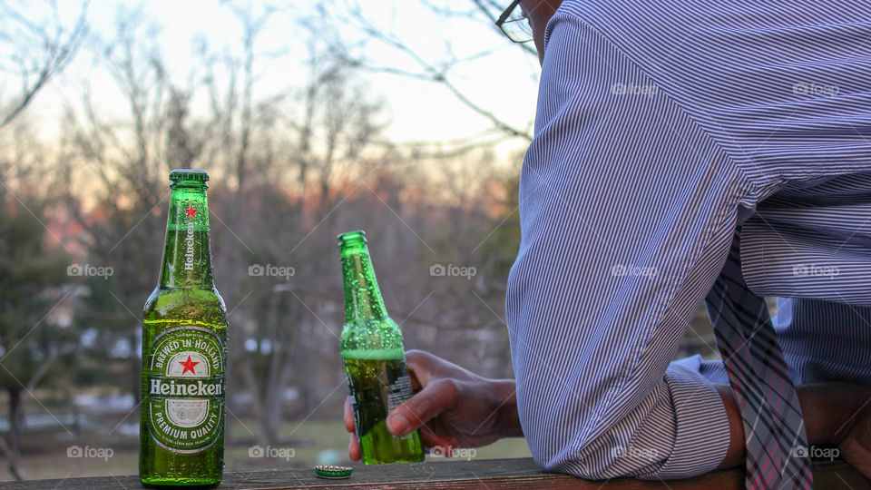 Enjoying your favourite Heineken