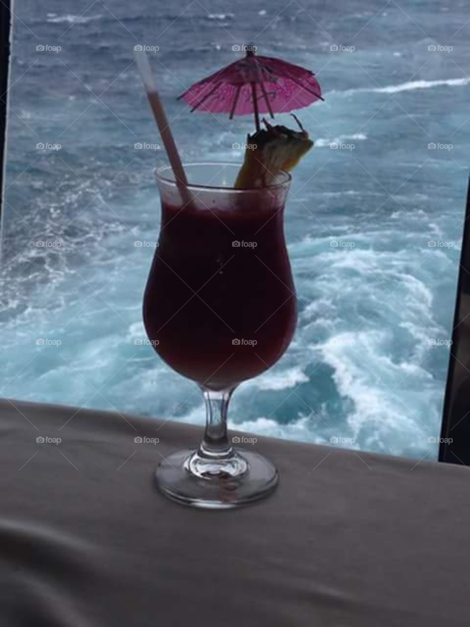 Drinking by the ocean