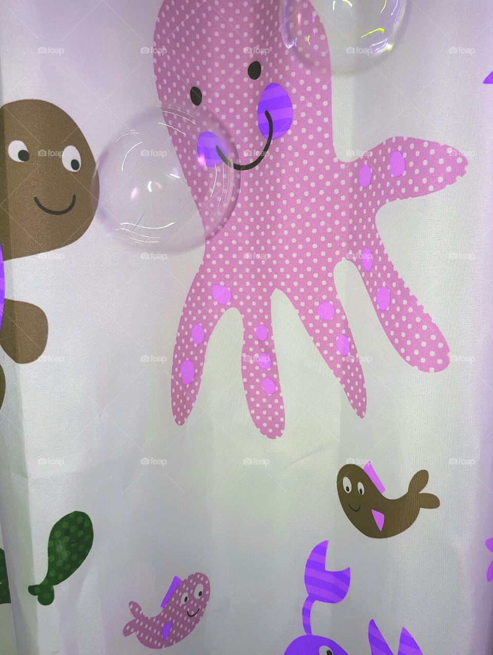 Bubbles on Child's Shower Curtain