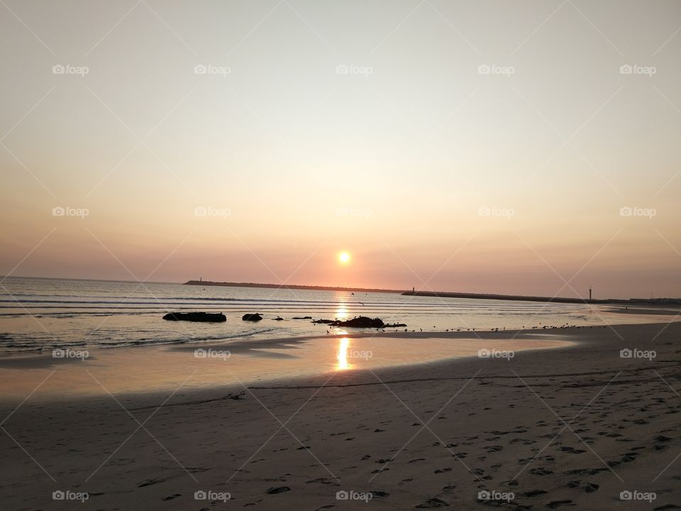Sunset, Beach, Water, Dawn, Sun
